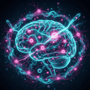 Brain neurons and neural networks showing how ketamine therapy promotes neuroplasticity and healing